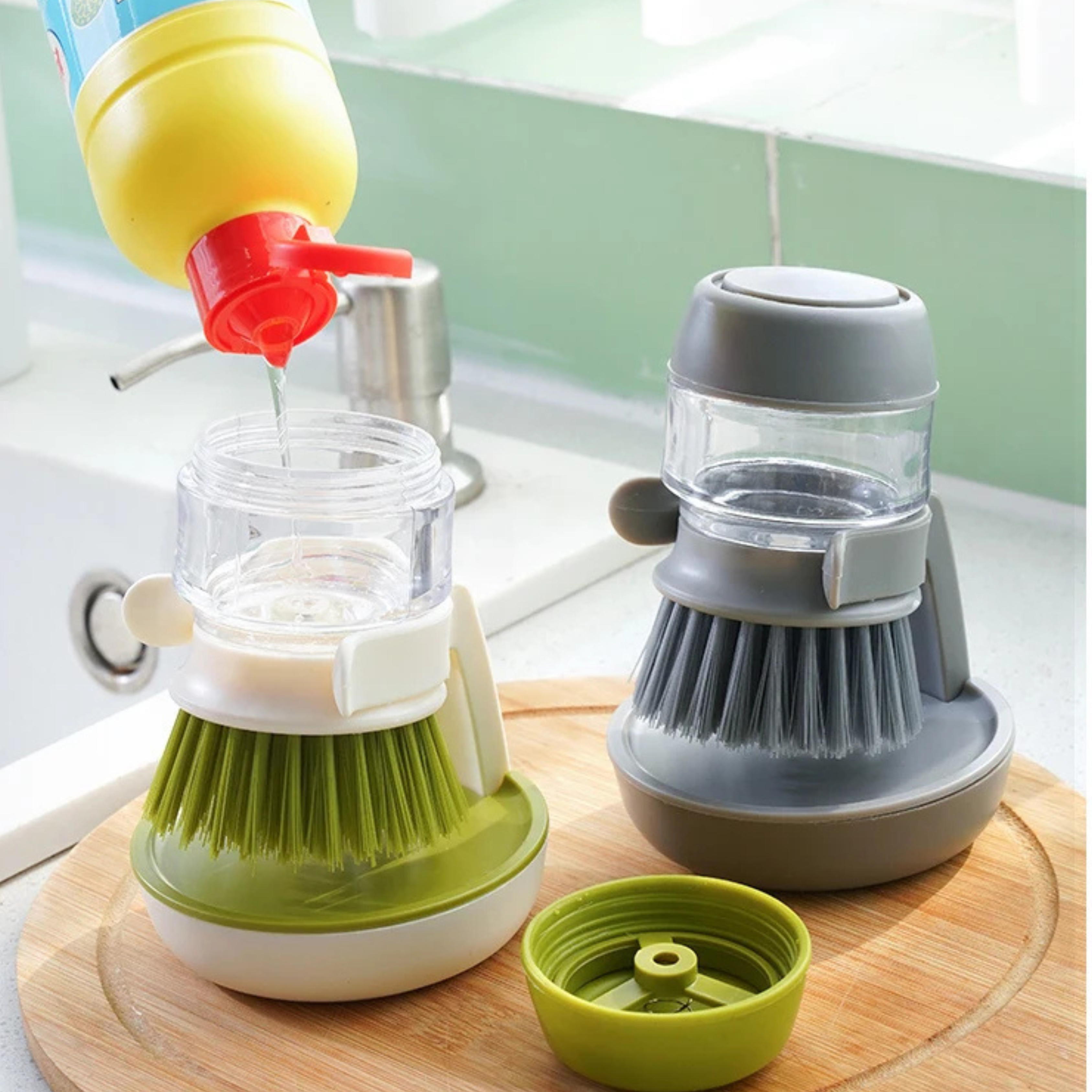 Premium Soap Dispensing Palm Brush (Set of 2)