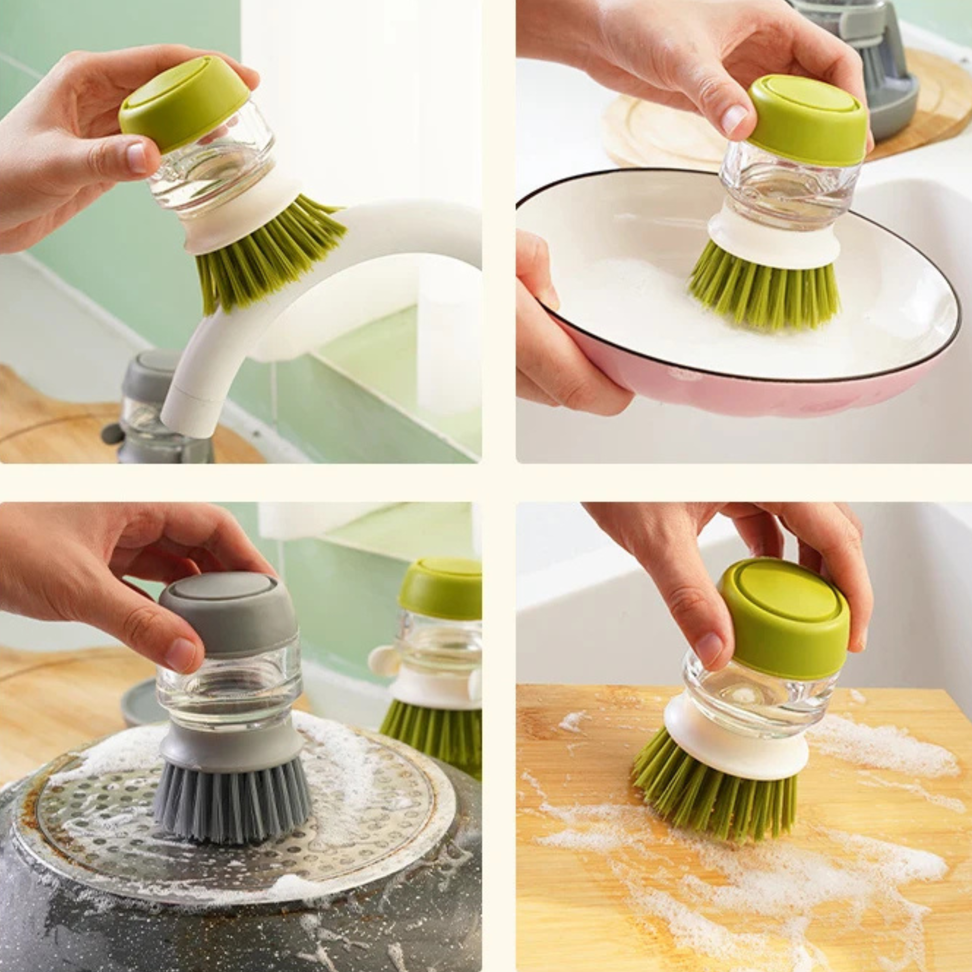 Premium Soap Dispensing Palm Brush (Set of 2)