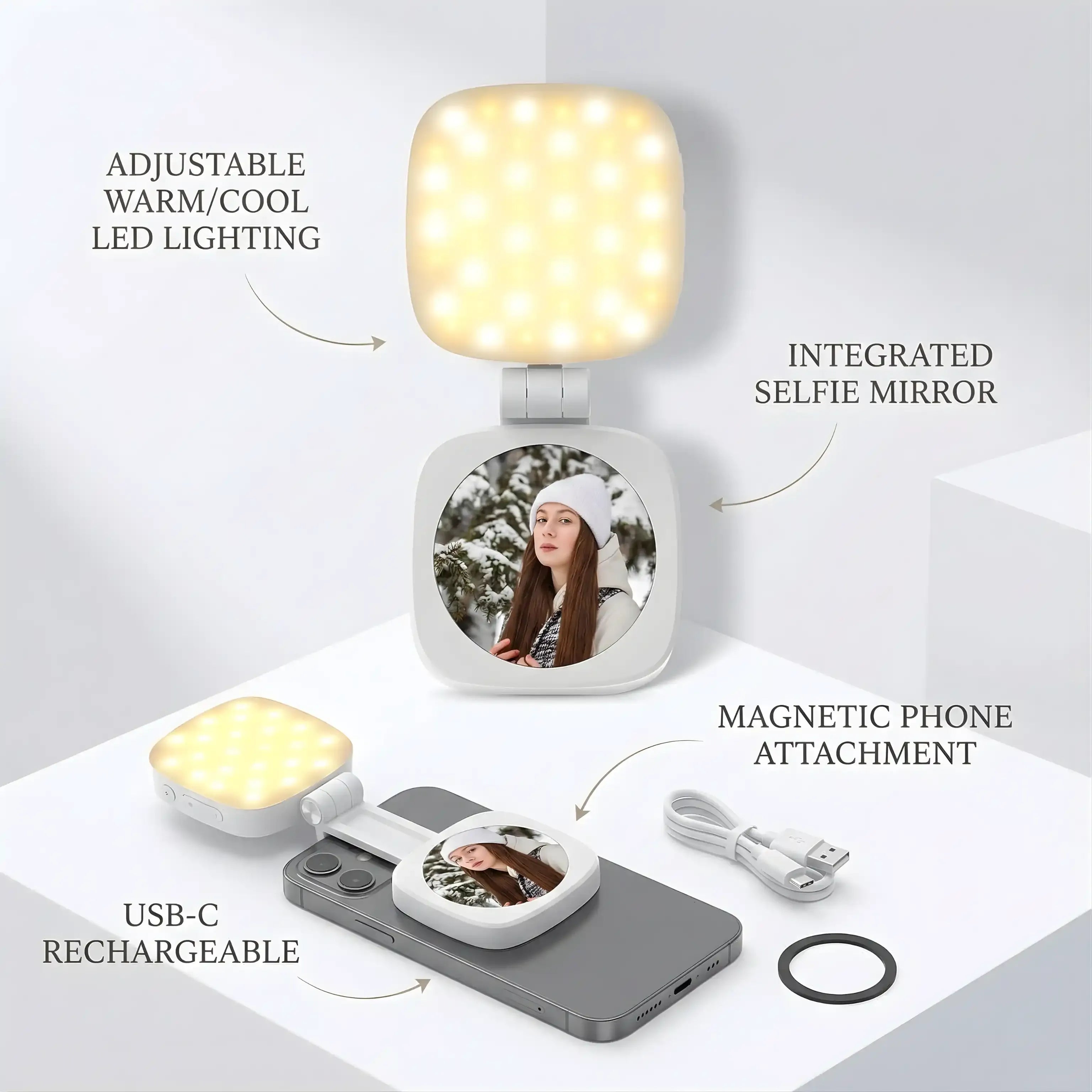 Premium Magnetic Selfie Light With Mirror