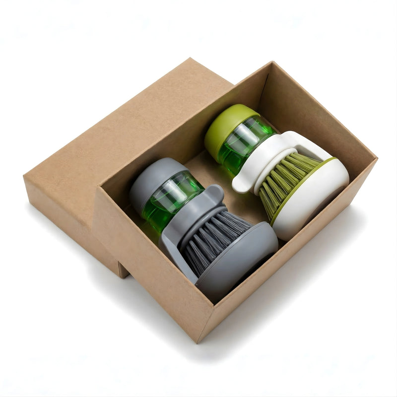 Premium Soap Dispensing Palm Brush (Set of 2)