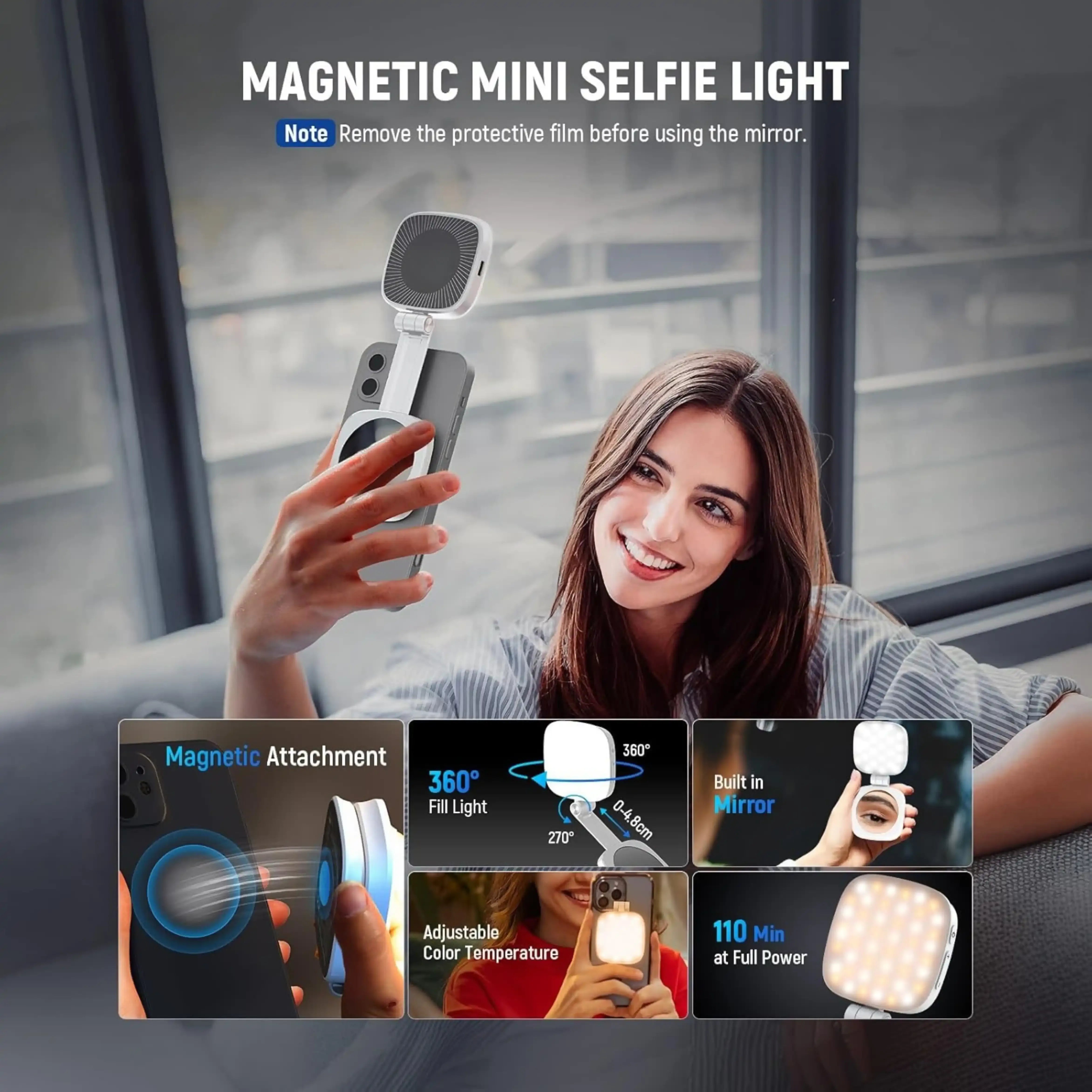 Premium Magnetic Selfie Light With Mirror